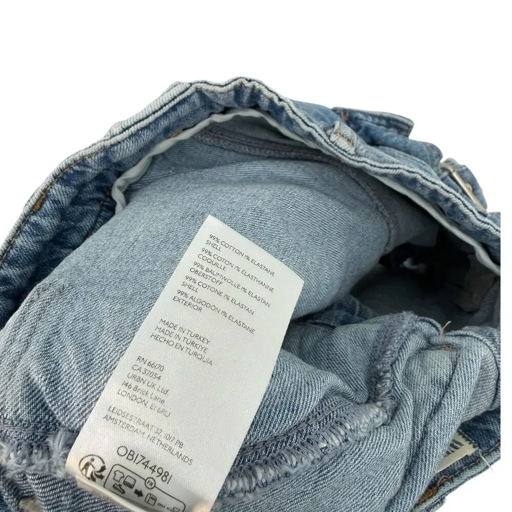 Free‎ People Denim Cargo Mini Skort Utility Pocket Buckle Blue Size 25